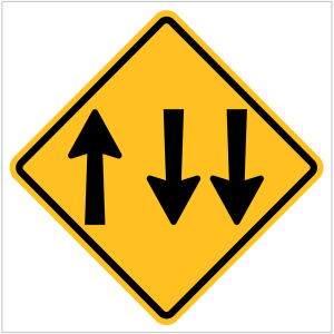 W4-10 – LANE ALLOCATION -WARNING SIGN