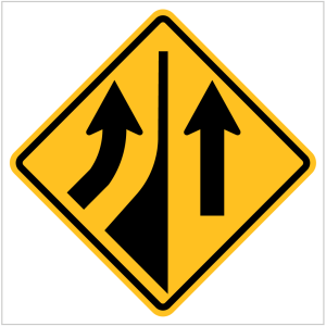 W5-35 - ADDED LANE -WARNING SIGN