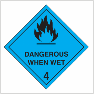 HAZ-4.3 DANGEROUS WHEN WET 4 - HAZARDOUS GOODS SIGNS - HAZARD SIGNS SUPPLIER WA ONLY