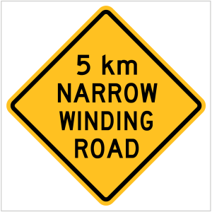 5km NARROW WINDING ROAD