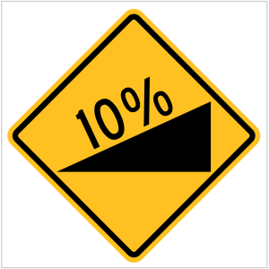 W5-40 - 10% INCLINE - TEMPORARY WARNING SIGNS WA ONLY BY ASAP SIGNS