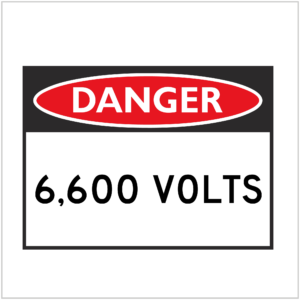 DGR-036 - DANGER - 6,600 VOLTS - HAZARD SIGNS SUPPLIER WA ONLY