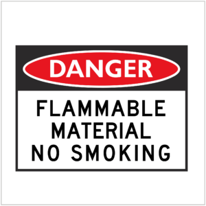 DGR-042 - DANGER - FLAMMABLE MATERIAL NO SMOKING - HAZARD SIGNS SUPPLIER WA ONLY