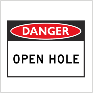 DGR-085 - DANGER - OPEN HOLE - HAZARD SIGNS SUPPLIER WA ONLY