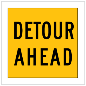 MMS-ADV-9 - DETOUR AHEAD - CORFLUTE - MULTI MESSAGE TEMPORARY WARNING SIGNS WA ONLY