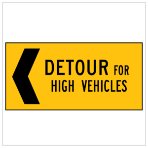 MMS-DIV-3 - LEFT DETOUR FOR HIGH VEHICLES - CORFLUTE - MULTI MESSAGE TRAFFIC MANAGEMENT SIGNS WA ONLY