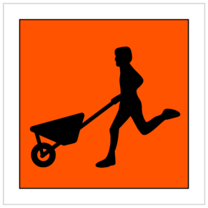 MSS-EVE-8 - RUNNING MAN WITH WHEELBARROW - CORFLUTE - MULTI TEMPORARY WARNING SIGNS WA ONLY