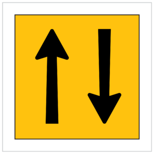 MMS-POS-12 - CORFLUTE - MULTI MESSAGE ONE LANE EACH WAY ARROW, TEMPORARY WARNING SIGNS WA ONLY