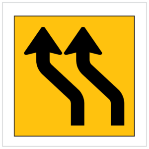 MMS-POS-6(LorR) 2 CURVED LEFT ARROW- CORFLUTE - MULTI MESSAGE TEMPORARY WARNING SIGNS WA ONLY