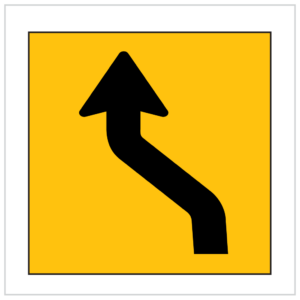 MMS-POS-7(LorR) LEFT S BEND AHEAD - CORFLUTE - MULTI MESSAGE TEMPORARY WARNING SIGNS WA ONLY