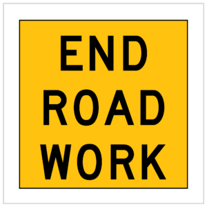 MMS-TER-4 - END ROADWORK - CORFLUTE - MULTI MESSAGE SIGN TEMPORARY ROADWORKS WA ONLY - traffic management signs wa