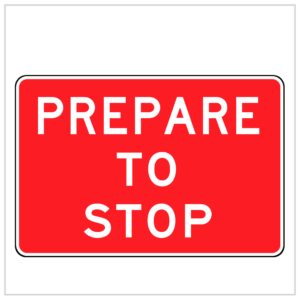 QUAD-10 - A B or C - PREPARE TO STOP - TEMPORARY ROADWORKS SIGNS PERTH - QUAD STANDS WA ONLY