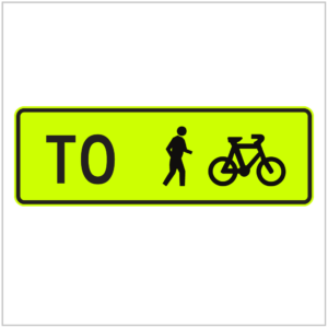 TC2235-01 A yellow sign featuring a cyclist and a directive for pedestrians to walk instead of ride made by ASAP Signs