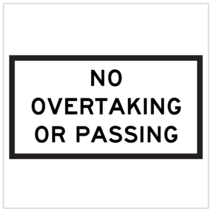 RM6-1C – NO OVERTAKING OR PASSING road sign, signaling drivers to refrain from passing