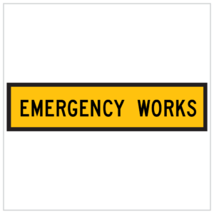TM2-33B – EMERGENCY WORKS IN BLACK TEXT AND YELLOW BACKGROUND MADE BY ASAP SIGNS