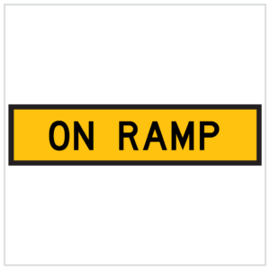 TM2-38B – ON RAMP in black text and yellow background made by ASAP Signs