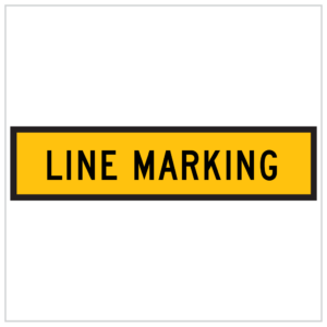TM3-18B – LINE MARKING IN BLACK TEXT AND YELLOW BACKGROUND SIGN