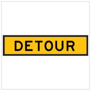 TM5-7B - DETOUR IN BLACK TEXT AND YELLOW BACKGROUND SIGN