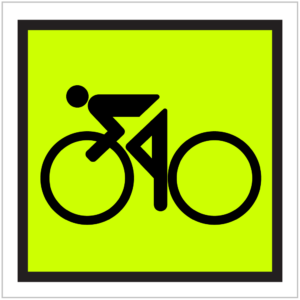 TM9-7A – EVENT CYCLE - Bicycle icon displayed on a bright yellow background, symbolizing cycling and outdoor activities made by ASAP Signs