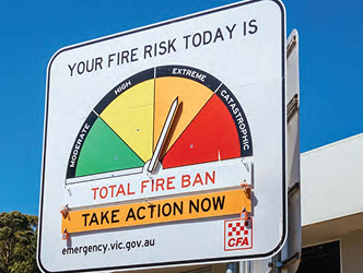 A fire warning sign indicating an extreme fire risk provided by a sign posts supplier Perth
